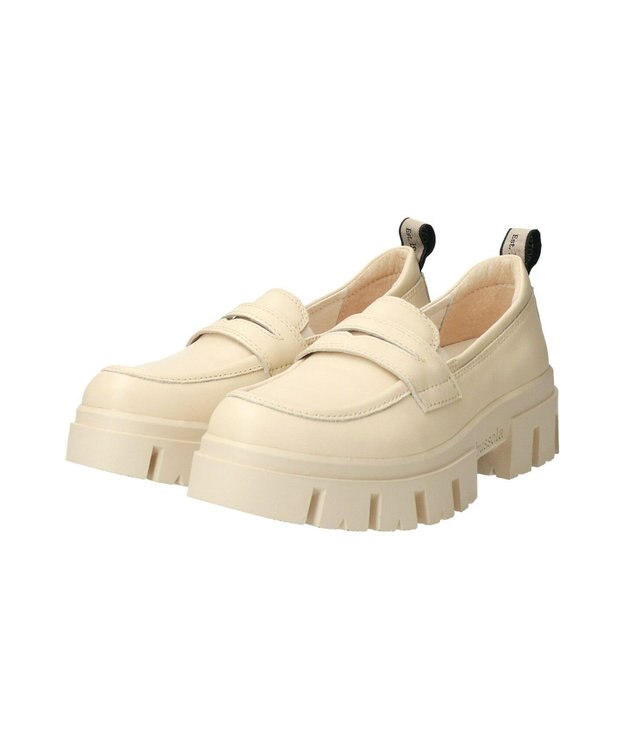 INTER-CHAUSSURES 【BUSSOLA】厚底デザインソールローファー アイボリー