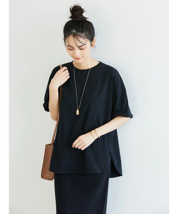 AMERICAN HOLIC 抗菌防臭ラウンドテールカットプルオーバー Black