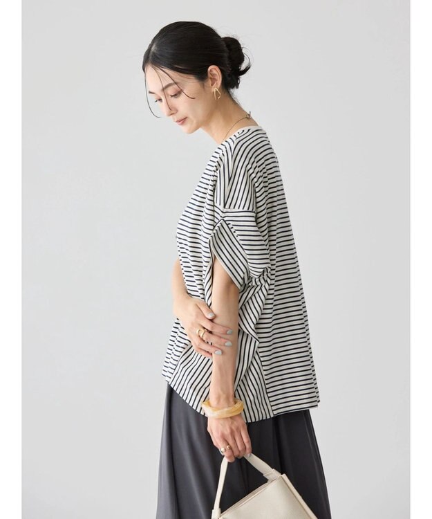 AMERICAN HOLIC ドルマン変形カットプルオーバー Border Navy