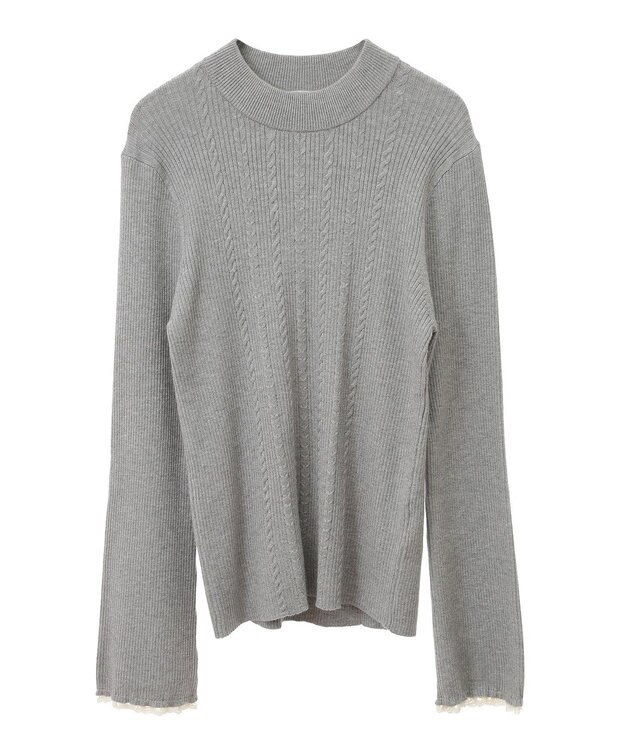 earth music&ecology ナローケーブルプルオーバー Gray Mixture