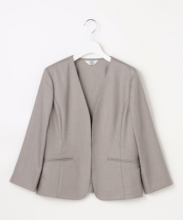J.PRESS LADIES L OXIJEWEL ストレッチ ノーカラー ジャケット グレー系