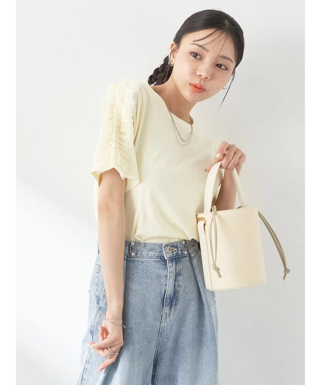 earth music&ecology チュールフリルプルオーバー Light Yellow