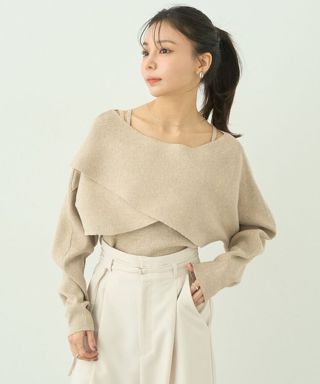earth music&ecology ＳＥＴ２点クロスニット＋キャミソール Beige