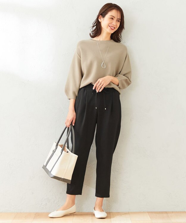 ANY 【接触冷感・UVケア】イージーケア美脚 パンツ ブラック