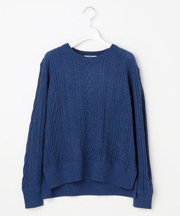J.PRESS LADIES L NEP クルーネック ケーブルニット ブルー系