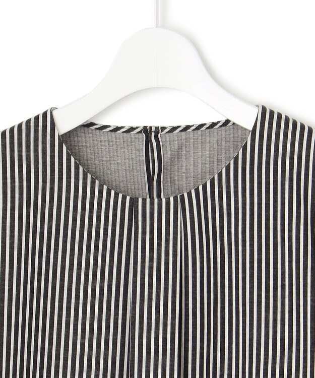 23区 【洗える】ブラウスライクジャージー ストライプ カットソー ネイビーストライプ
