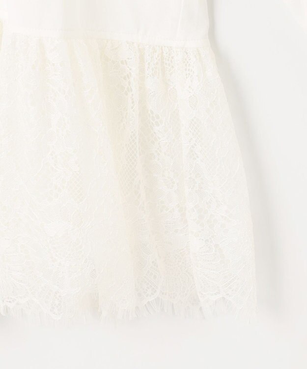 組曲 レースコンビ ロングTシャツ ホワイト系