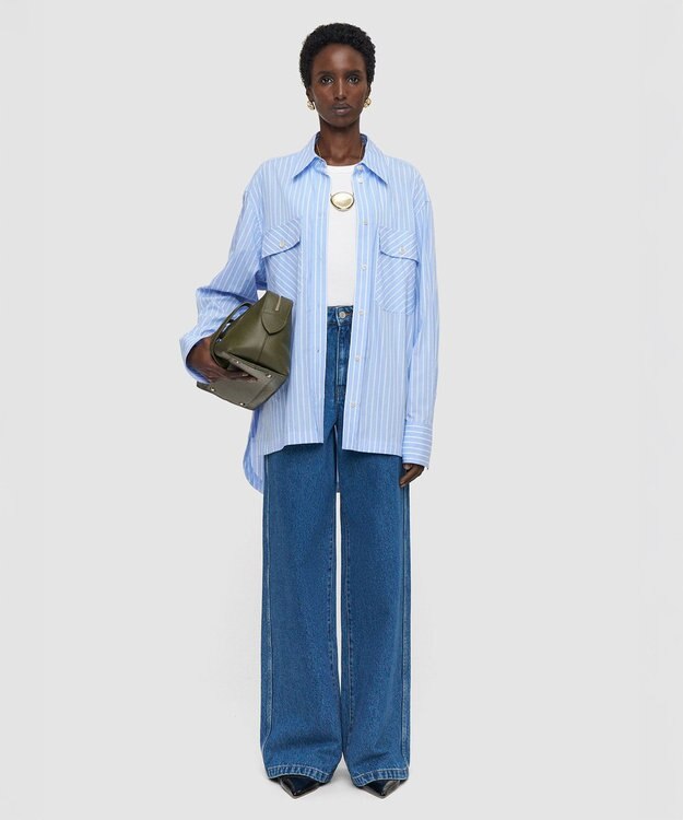 JOSEPH コットンストライプシャツ Light Blue Stripes