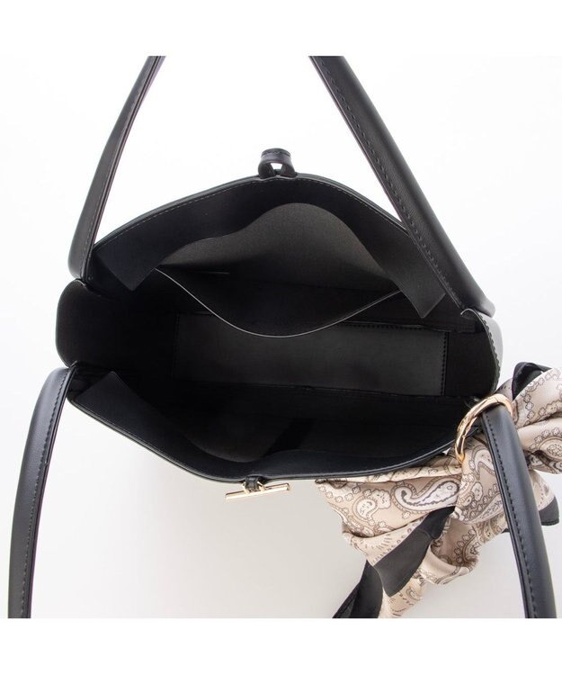 UNBILLION カシュカシュ cachecache / スカーフチャーム付きロングハンドルトート ブラック