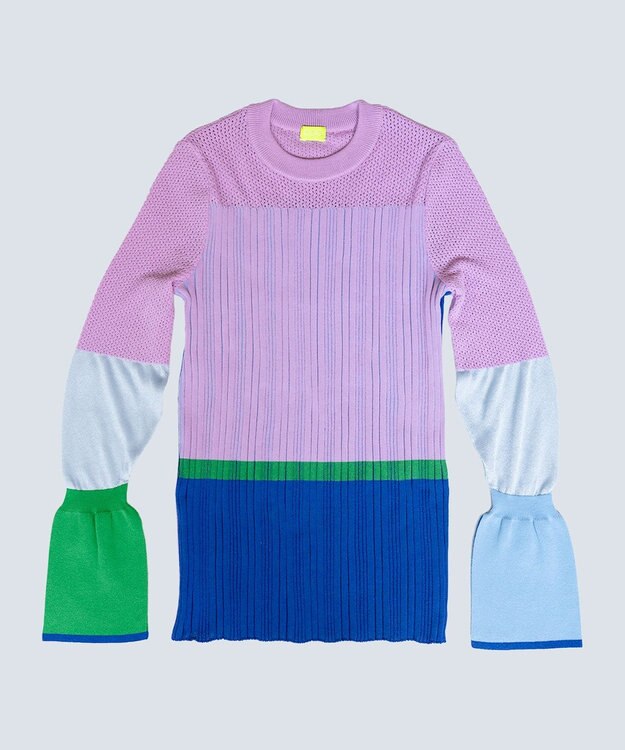 COQ CACTUS カラーブロックリブニット ライラック