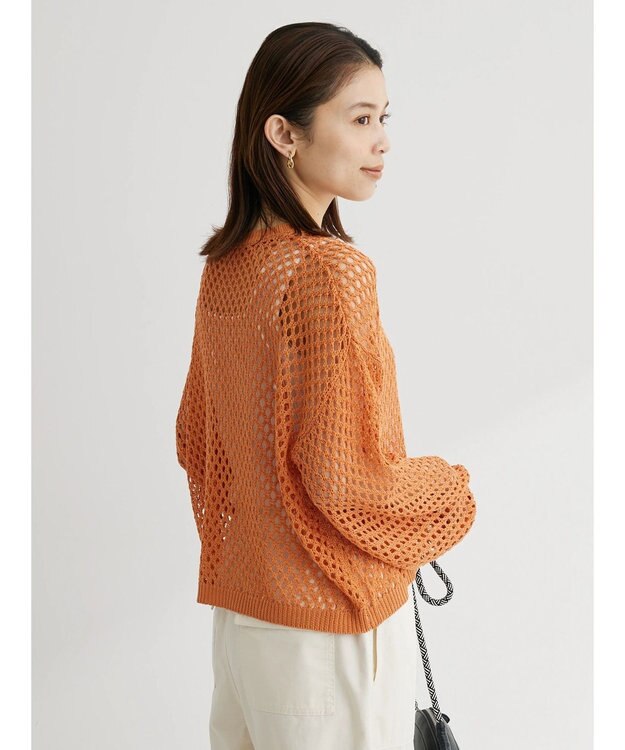 Green Parks メッシュ編みニットプルオーバー Orange