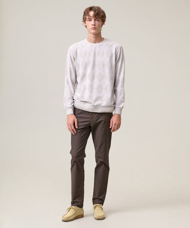 J.PRESS MEN アーガイルワントーンリンクス ロングスリーブ Tシャツ ライトグレー系