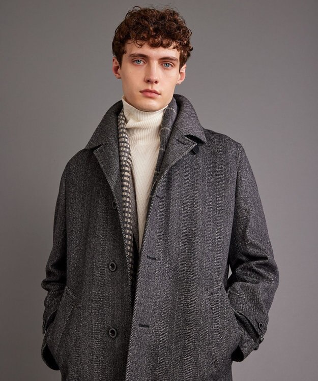 JOSEPH ABBOUD 【ソフト/軽量/JAPANファブリック】 アンゴラウールビーバー ステンカラー コート グレー系