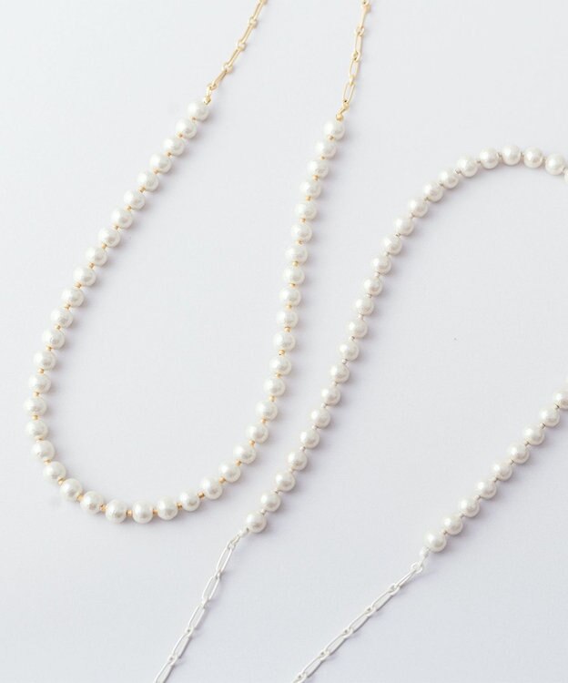 Pisceans コットンパール&フィガロチェーンネックレス マットゴールド