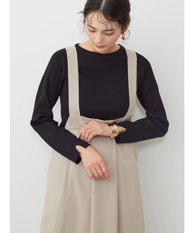 AMERICAN HOLIC ボートネックリブニットプルオーバー Black