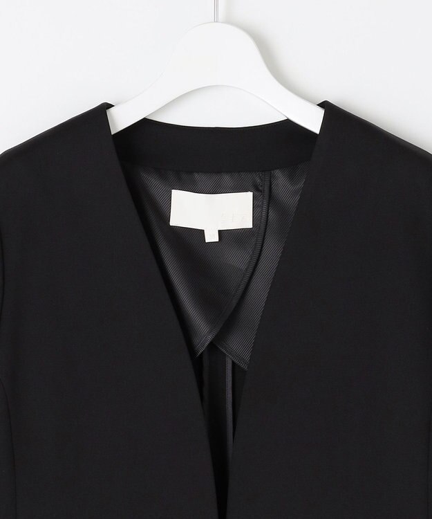 自由区 L 【セットアップ対応・洗える】モクロディ ノーカラージャケット ブラック系