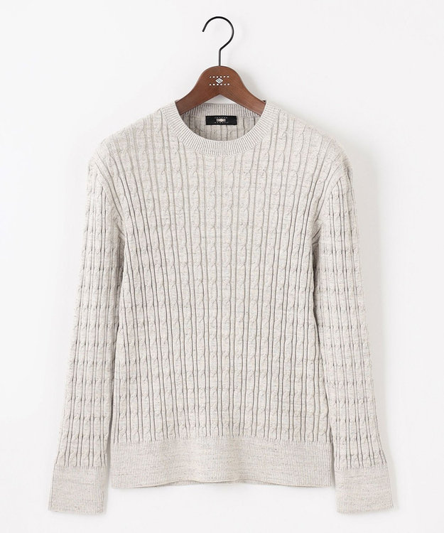 JOSEPH ABBOUD 【キングサイズ・オリジナルオーガニックコットン使用/サスティナブル】JOE COTTONケーブル クルーネックセーター ベージュ系