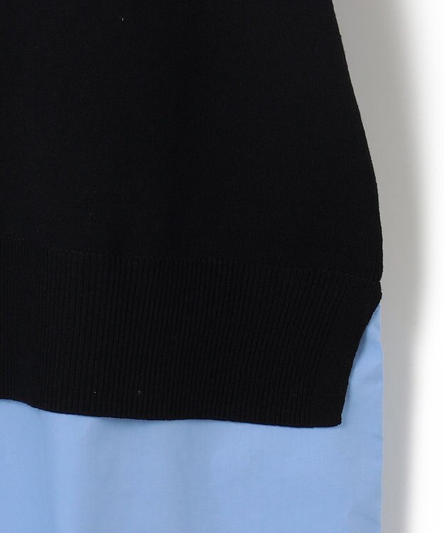 ICB 【WEB&一部店舗限定カラーあり】クロスコンビ ニットプルオーバー ブラック×サックス系［WEB&一部店舗限定］