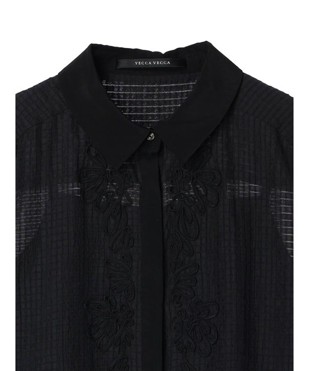 YECCA VECCA コード刺繍シアーブラウス Black