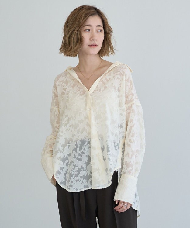 YECCA VECCA 3wayシアージャガードシャツ Ivory