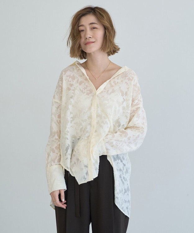YECCA VECCA 3wayシアージャガードシャツ Ivory