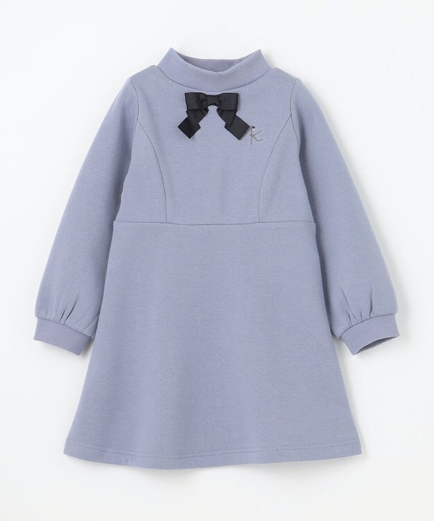 組曲 KIDS 【110-140cm】リボンタイ ワンピース ダスティブルー系