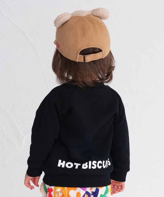 MIKI HOUSE HOT BISCUITS 【70-110cm】 顔ドン ラグラントレーナー 黒