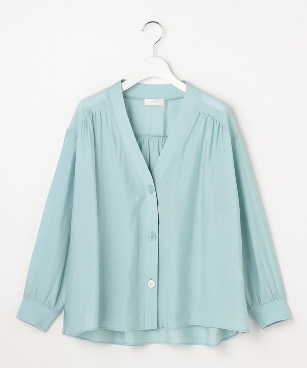 ANY SIS シアーギャザー カーディガン アイスブルー