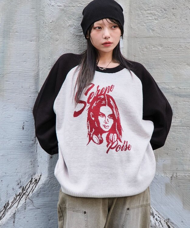 WEGO 【ユニセックス着用ITEM/SMLサイズ展開】ジャガードグラフィックプルオーバー 柄1