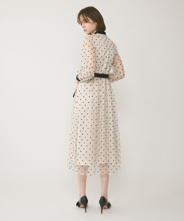 GRACE CONTINENTAL ビーズ刺繍ドットドレス キナリ