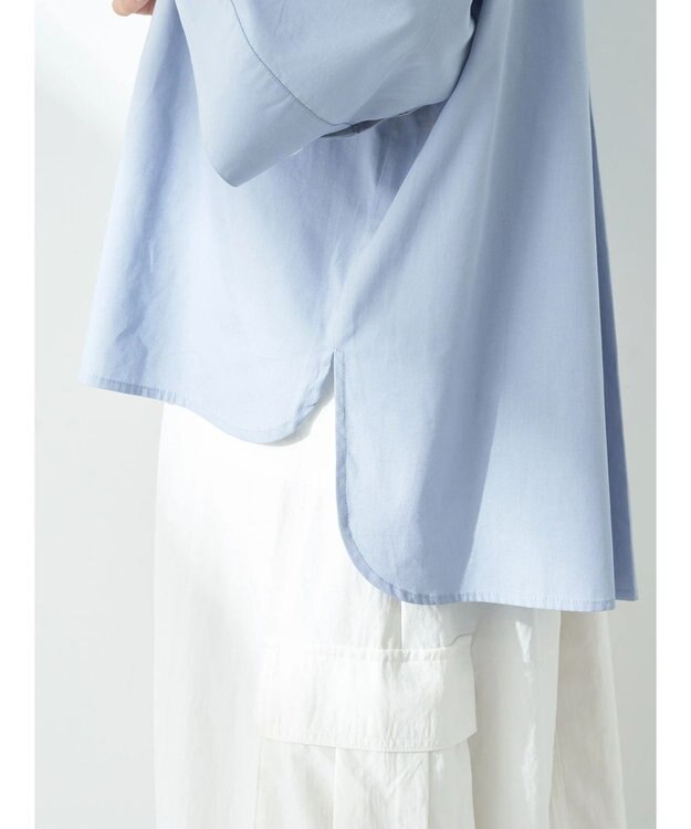 earth music&ecology ワイドスリーブ半袖シャツ Grayish Blue