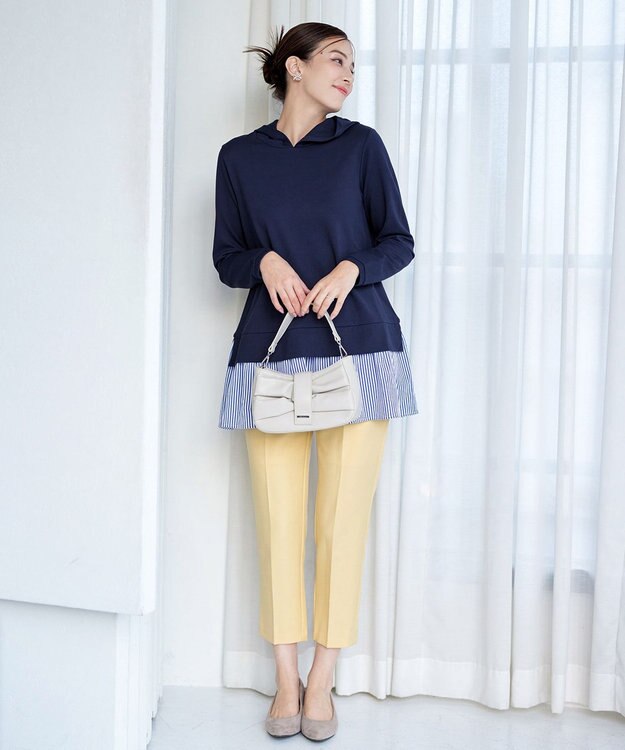 Tiaclasse 【洗える】センタープレス テーパードパンツ イエロー