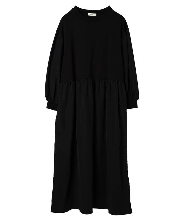 earth music&ecology ドッキングギャザーワンピース Black