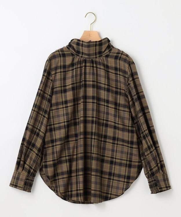 組曲 シアーツイルチェック ハイネックブラウス ダークブラウン系3