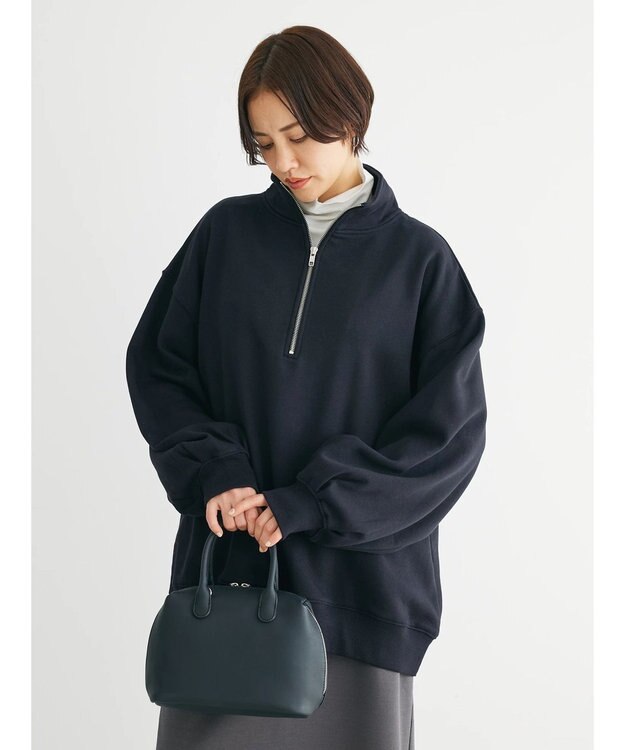 Green Parks ・ＳＵＧＡＲ　ＳＰＯＯＮ　ウラキモウハーフＺＩＰスウェット Black