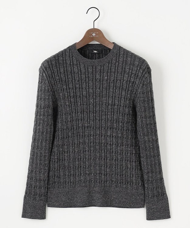 JOSEPH ABBOUD 【キングサイズ・オリジナルオーガニックコットン使用/サスティナブル】JOE COTTONケーブル クルーネックセーター グレー系