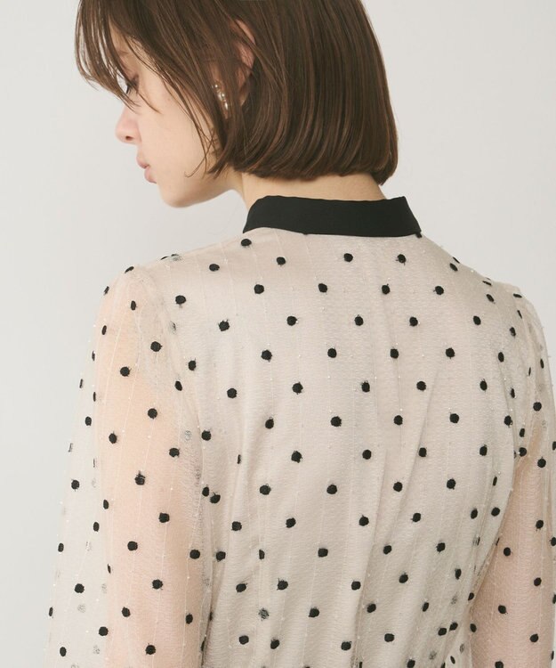 GRACE CONTINENTAL ビーズ刺繍ドットドレス キナリ