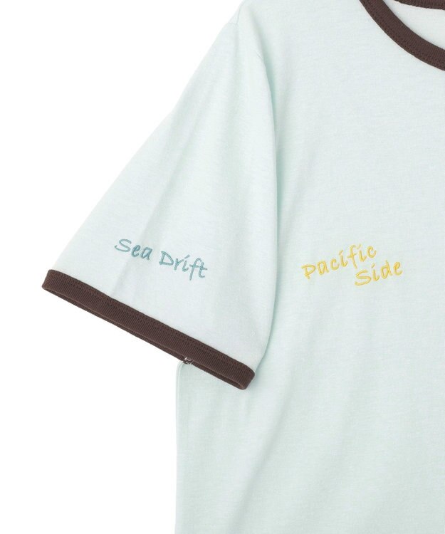 AMERICAN HOLIC ランダムロゴ刺繍リンガーTシャツ Mint