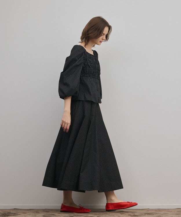 GRACE CONTINENTAL ラメドットタフタジャガードスカート ブラック
