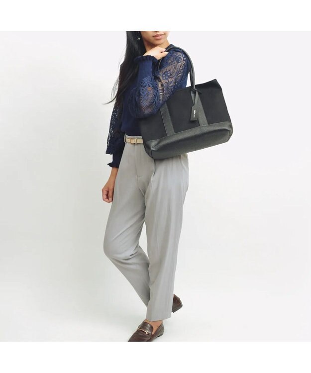 UNBILLION cachecache パーテーションキャンバストートバッグL ブラックブラック