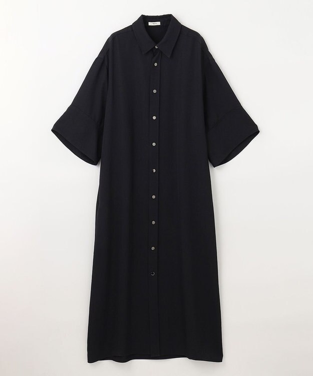 NAVE 【ReNAVE  洗える】アセテートギャバシャツドレス ブラック