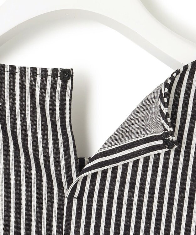 23区 【洗える】ブラウスライクジャージー ストライプ カットソー ネイビーストライプ