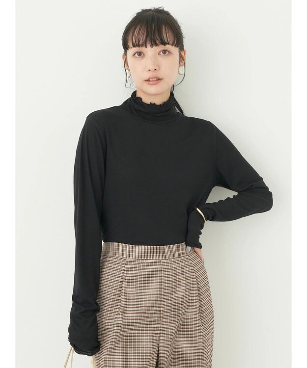 earth music&ecology シアータートルネックプルオーバー Black