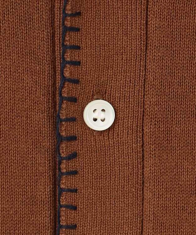 J.PRESS MEN 【WEB・一部店舗限定】Blanket Stitch Knit Polo ダークブラウン系