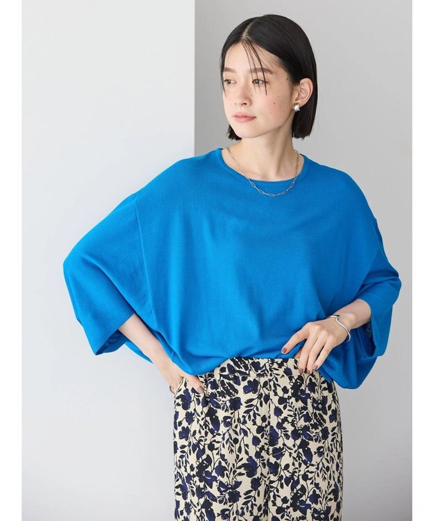 AMERICAN HOLIC 接触冷感トライアングルスリーブニットプルオーバー Blue