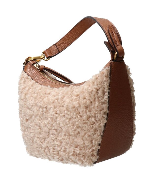 INTER-CHAUSSURES 【LORISTELLA】異素材コンビホーボーバッグ ブラウンコンビ