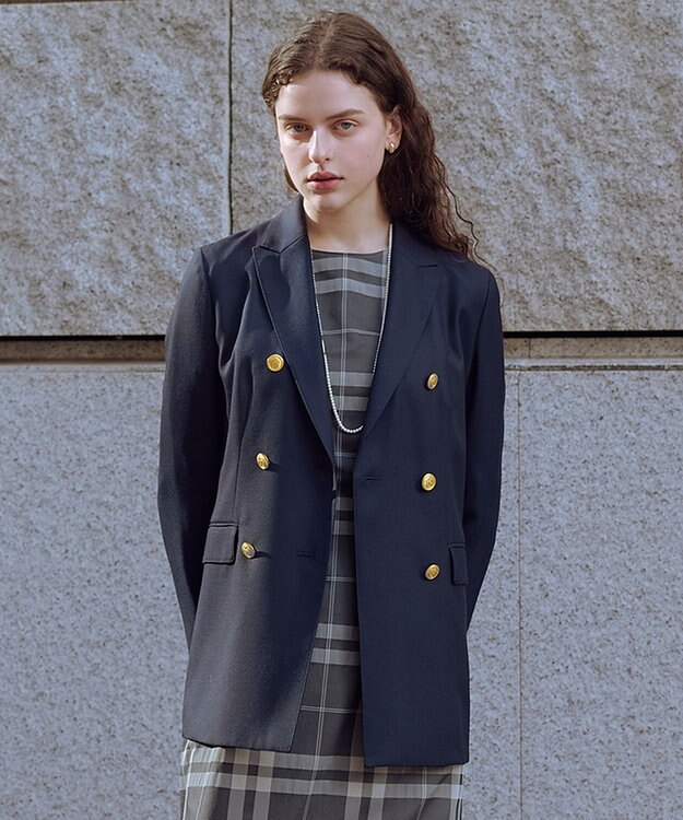 J.PRESS LADIES L オックス ダブル テーラードジャケット ネイビー系