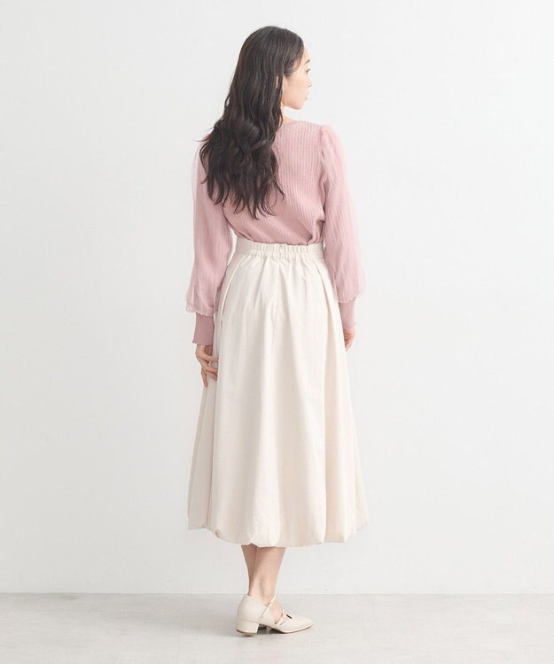 earth music&ecology マジョリカプリーツチュールニットプルオーバー Pink Beige