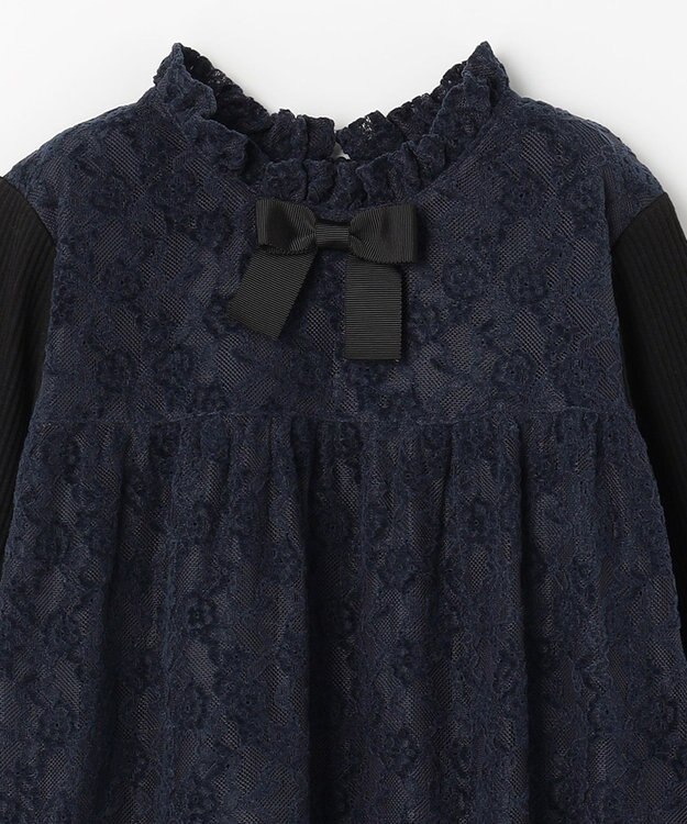 組曲 KIDS 【150-160㎝】スノウレースワンピース ネイビー