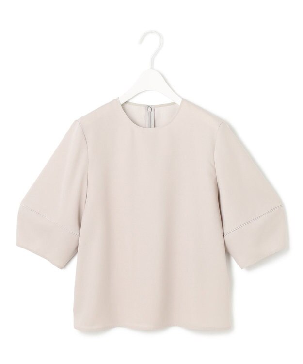 ICB 【UVケア・接触冷感・速乾・防シワ・洗える】 FluidBackSatin ランタンスリーブブラウス トープ系